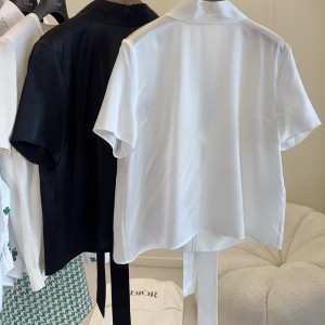 Dior 2026 리본 새틴 실크 셔츠