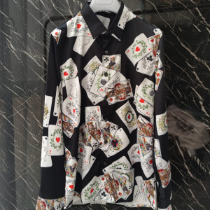 트럼프 카드 패턴 블랙 셔츠