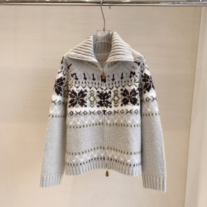 페어아일 패턴 니트 집업 가디건