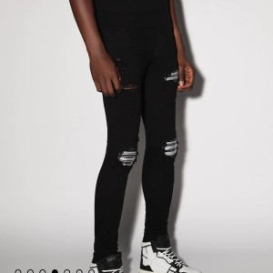 블랙 디스트로이드 스키니 진